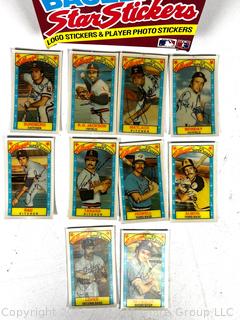 Empty 1988 Fleer Baseball Star Stickers Box and 10 Kellog's 3-D Super Star Baseball Cards