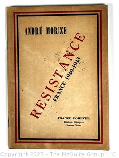 1943 Résistance France 1940-43 by André Morize, From US Army Cavalry Training Department Library, Fort Riley, Kansas