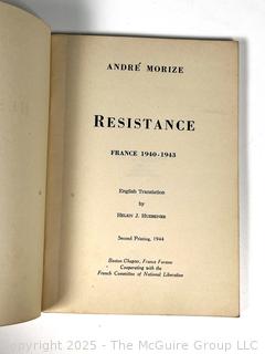 1943 Résistance France 1940-43 by André Morize, From US Army Cavalry Training Department Library, Fort Riley, Kansas