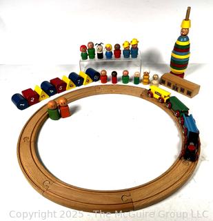 Fisher Price Little People and Wooden BRIO Toy Train Set and Puzzle