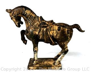 Reproduction Chinese Tang Gilded Cast Iron War Horse