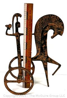 20th Century Bronze Sculpture of a Greek Warrior with Horse and Chariot