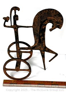 20th Century Bronze Sculpture of a Greek Warrior with Horse and Chariot