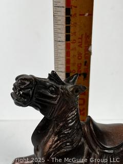Chinese Tang Style Carved Stone Horse Figure on Wood Stand