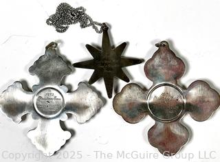 Three (3) Reed & Barton Sterling Silver Snowflake Ornaments. 48 grams