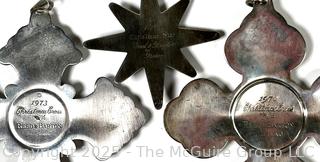 Three (3) Reed & Barton Sterling Silver Snowflake Ornaments. 48 grams