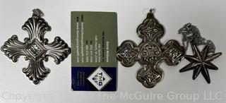 Three (3) Reed & Barton Sterling Silver Snowflake Ornaments. 48 grams