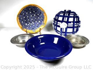 Three (3) Pottery Serving Bowls and Two (2) Wine Bottle Coasters