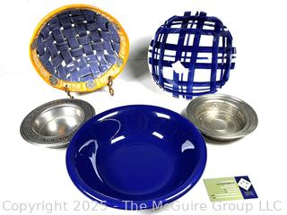 Three (3) Pottery Serving Bowls and Two (2) Wine Bottle Coasters