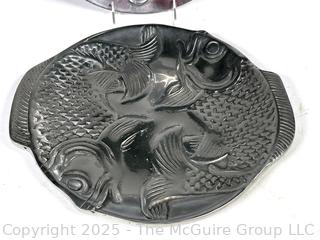 Two (2) Aluminum Alloy Swirl and Fish Platter