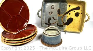 Collection of Hand Thrown Pottery Serving Pieces
