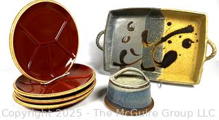 Collection of Hand Thrown Pottery Serving Pieces