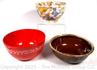 Three (3) Serving Bowls in Pottery and Melamine