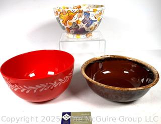 Three (3) Serving Bowls in Pottery and Melamine