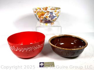 Three (3) Serving Bowls in Pottery and Melamine