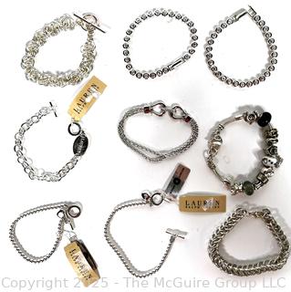 Nine (9) Costume Jewelry Link Bracelets Including Ralph Lauren with Tags