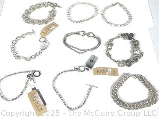Nine (9) Costume Jewelry Link Bracelets Including Ralph Lauren with Tags