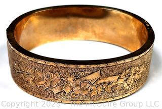 Victorian Gold Filled Engraved Clamp Bangle Bracelet