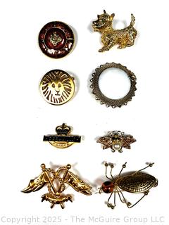 Eight (8) Costume Jewelry Brooches