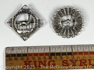 Two (2) Peruvian Silver Llama Brooches