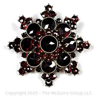Tiered Bohemian Garnet Star Brooch 