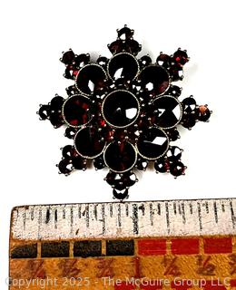 Tiered Bohemian Garnet Star Brooch 