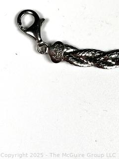 Two (2) Sterling Silver Herringbone and Braided Chain Bracelets