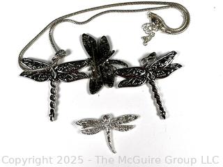 Four (4) Costume Jewelry Dragonfly Pendants and Brooches