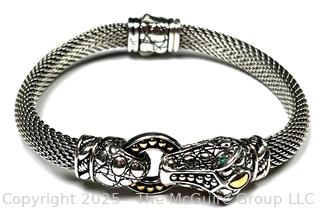 John Hardy Jai Crocodile 14k Gold & 925 Silver Mesh Bracelet 