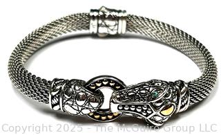 John Hardy Jai Crocodile 14k Gold & 925 Silver Mesh Bracelet 