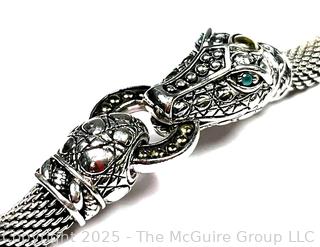 John Hardy Jai Crocodile 14k Gold & 925 Silver Mesh Bracelet 