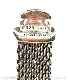 John Hardy Jai Crocodile 14k Gold & 925 Silver Mesh Bracelet 