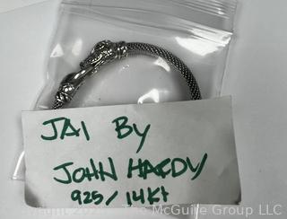 John Hardy Jai Crocodile 14k Gold & 925 Silver Mesh Bracelet 