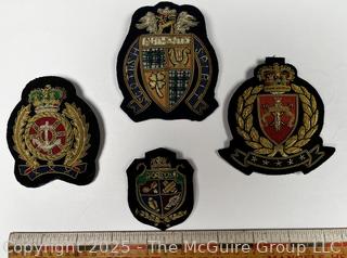 Four (4) Scottish Metallic Bullion Embroidered Badges