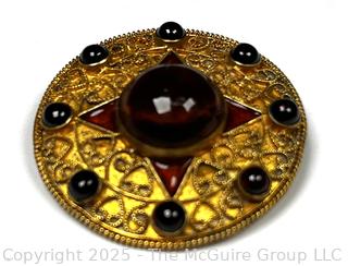 Metropolitan Museum Art MMA Vermeil Sterling Cabochon Garnet Brooch