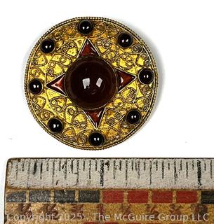Metropolitan Museum Art MMA Vermeil Sterling Cabochon Garnet Brooch