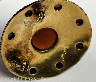 Metropolitan Museum Art MMA Vermeil Sterling Cabochon Garnet Brooch