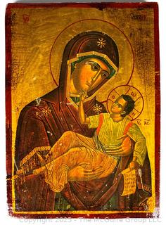 19th Century Russian Icon of Theotokos, Mother Mary and Jesus. 
