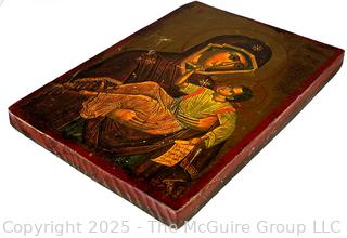 19th Century Russian Icon of Theotokos, Mother Mary and Jesus. 