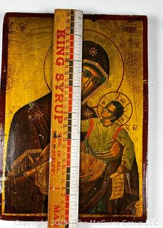 19th Century Russian Icon of Theotokos, Mother Mary and Jesus. 