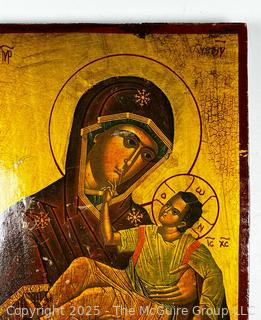 19th Century Russian Icon of Theotokos, Mother Mary and Jesus. 