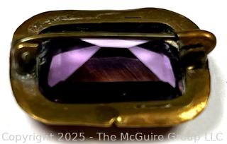 Edwardian Amethyst Color Stone Brooch