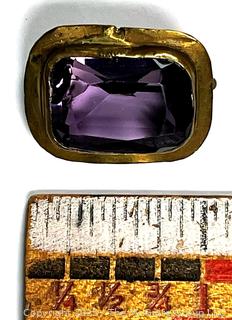 Edwardian Amethyst Color Stone Brooch