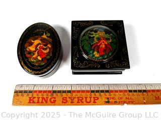 Three (3) Hand Painted Russian Lacquer Boxes