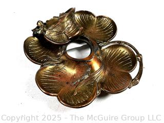 Brass and Crystal Inkwells