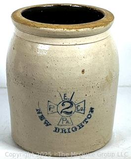 P. E. Co Salt Glazed New Brighton PA Stoneware Crock