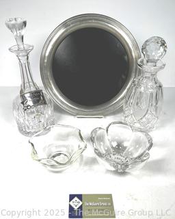 Crystal Decanters and Silver Plated Serving Tray