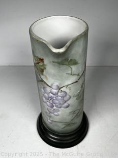 French Limoges Hand Painted Porcelain Wine Pitcher with Grapes