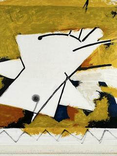 Framed Under Glass Color Lithograph Titled L’oiseau Jaune (The Yellow Bird) 1959 Pencil Signed and Numbered by Artist Georges Braque. 22" x 31"
