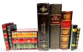 Collection of Faux Leather Decorative Book Boxes